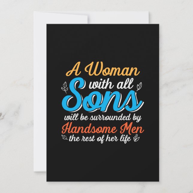 Invitation Mère Cadeau Une Femme Avec Tout Son Fils (Devant)