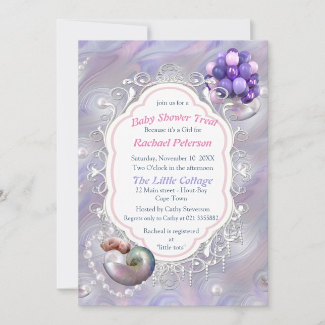 Invitation Mère des perles donnant naissance à une petite fil (Devant)