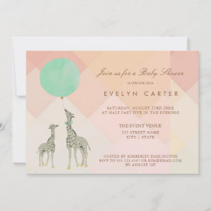 INVITATION MÈRE ET BABY SHOWER DE GIRAFE ET DE BALLON %PIPE%