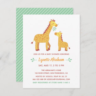 Invitation Mère et Baby shower de la petite Girafe