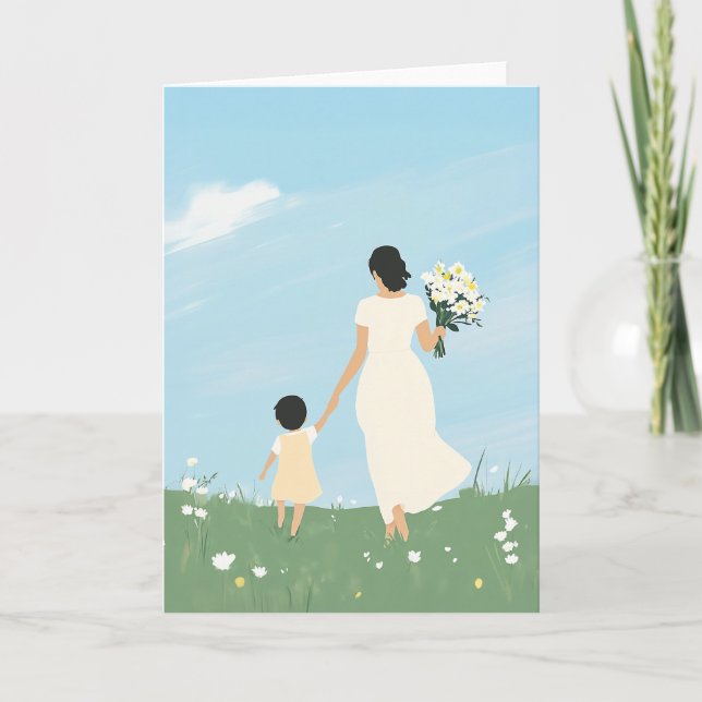 Invitation Mère et enfant dans une prairie en fleurs (Devant)