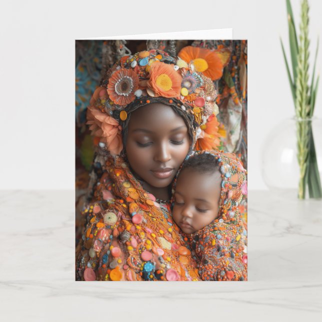 Invitation Mère Ethérée Enfant Vibrant Traditionnel Attique (Devant)