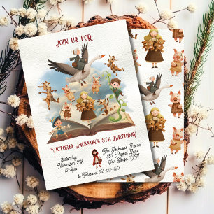 Invitation Mère Goose enchante Histoire Anniversaire Fête