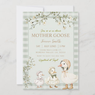 Invitation Mère Goose et Baby shower Gosling