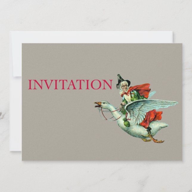 Invitation Mère Goose - Illustration Vintage (Devant)