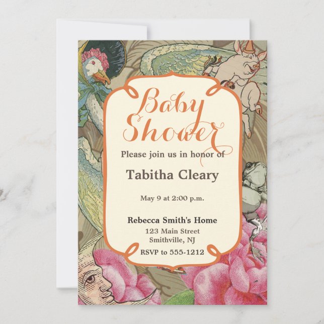 Invitation Mère Goose Nursery Rhyme Fairy Tale (Devant)