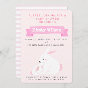 Invitation Mère mignonne et petite fille lapin   BABY SHOWER