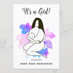 Invitation *~* Mère tenant bébé Fille Baby shower Floral