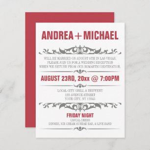 Invitation Merlot & Gray Mariage Réception SEULEMENT Invitati