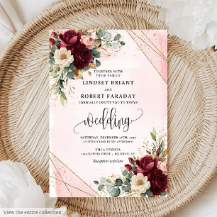 Invitation Merlot minimal or flush Fleurs Mariage moderne