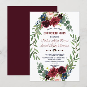 Invitation Merlot Navy Blue Florom Party
