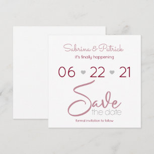 Invitation Merlot rose poussiéreux et minimal gris Enregistre