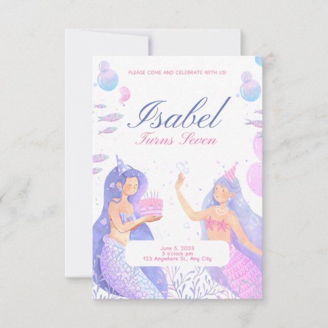 Invitation Mermaid 1er anniversaire (Devant)