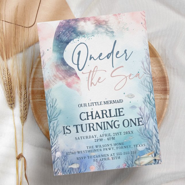 Invitation Mermaid 1er anniversaire de la mer 1er anniversair (Créateur téléchargé)