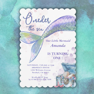Invitation Mermaid 1er anniversaire fêté près de la mer