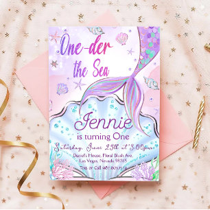 Invitation Mermaid 1er anniversaire ONE der The Sea Party