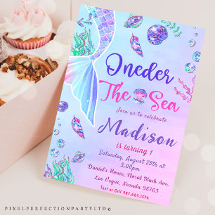 Invitation Mermaid 1er anniversaire ONE der The Sea Party