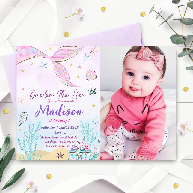 Invitation Mermaid 1er anniversaire ONE der The Sea Party (Créateur téléchargé)