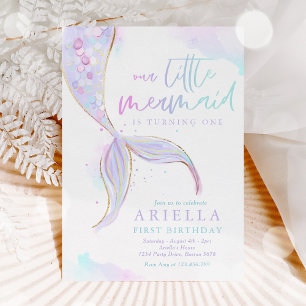 Invitation Mermaid 1er Anniversaire Sous La Fête Mermaid De M