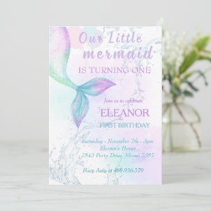 Invitation Mermaid 1er Anniversaire Sous La Fête Mermaid De M