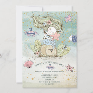 Invitation Mermaid 1er fête d'anniversaire