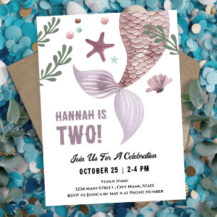 Invitation Mermaid 2e anniversaire Mer violet