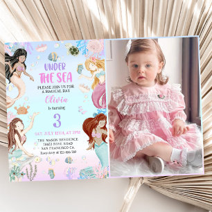 Invitation Mermaid 3e anniversaire sous la mer Photo