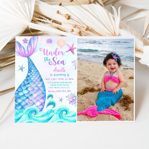 Invitation Mermaid 3e anniversaire sous la mer Photo