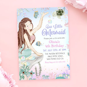 Invitation Mermaid 4e anniversaire Notre petite Fête de Sirèn