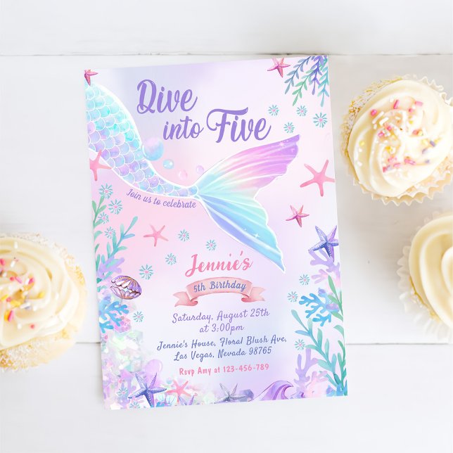 Invitation Mermaid 5e Anniversaire Plongée à cinq (Créateur téléchargé)