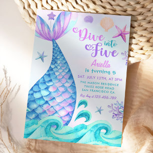 Invitation Mermaid 5e Anniversaire Plongée à cinq