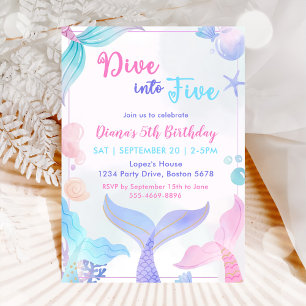 Invitation Mermaid 5e Anniversaire Plongée à cinq