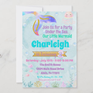 Invitation Mermaid Anniversaire de la fête Pool Initiation de