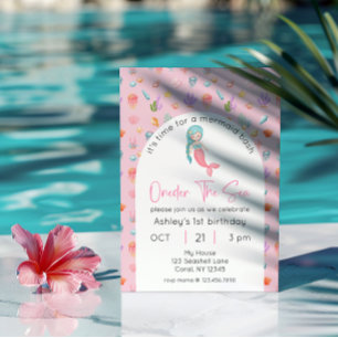 Invitation Mermaid Anniversaire Derrière La Mer Photo