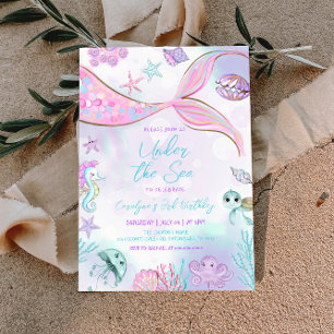 Invitation Mermaid Anniversaire sous la mer Baby Girl Anniver