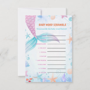 Invitation Mermaid Baby jeu de baby shower de mots scramble