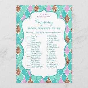Invitation Mermaid Baby shower Game w réponse