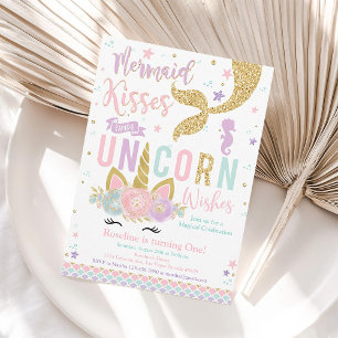 Invitation Mermaid baisers et désirs Unicorn Anniversaire