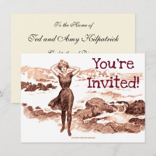 Invitation Mermaid Beach Gibson Girl Victorian Antique