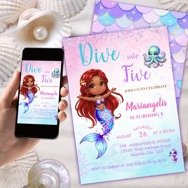 Invitation Mermaid Birthday - Under the Sea - Splish splash (Créateur téléchargé)