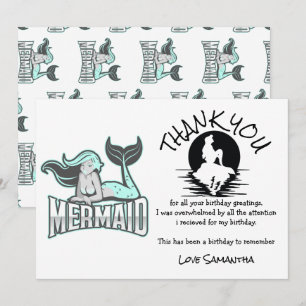 Invitation Mermaid Blue Anniversaire Merci