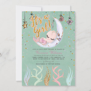 Invitation Mermaid C'est un Baby shower de fille