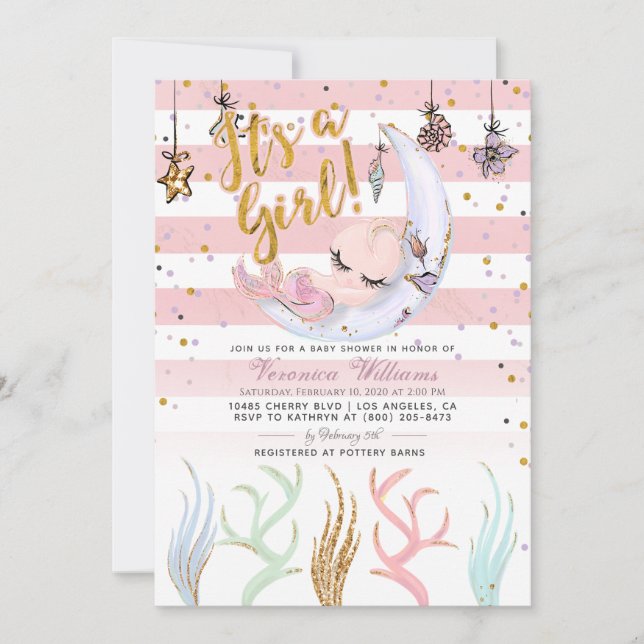 Invitation Mermaid C'est un Baby shower de fille (Devant)