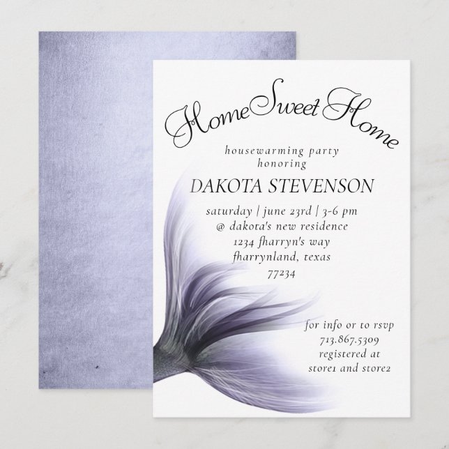 Invitation Mermaid Chic | Dusty Lavender Purple Ménage (Devant / Derrière)
