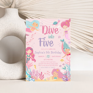 Invitation Mermaid Dive en cinq fêtes d'anniversaire