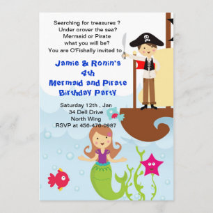 Invitation Mermaid et l'invitation du Pirate Brithday