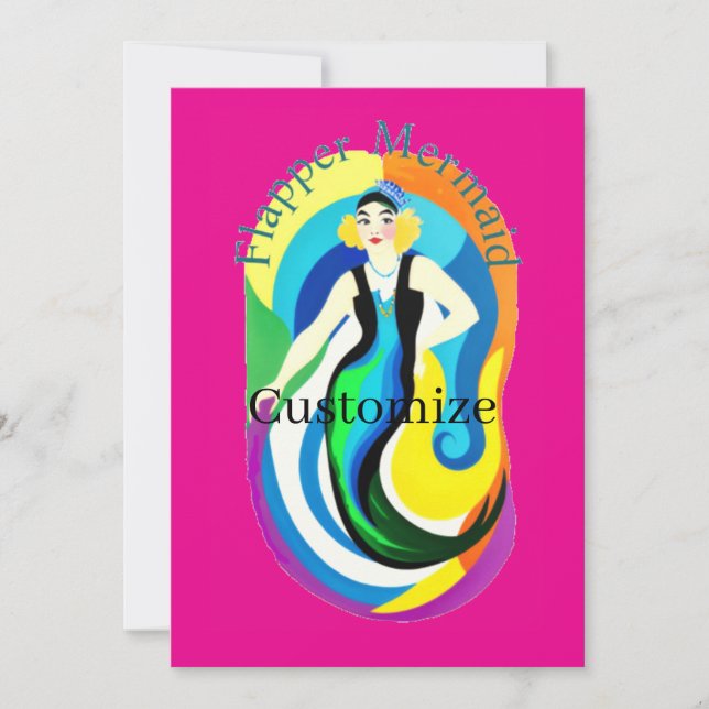 Invitation Mermaid Flapper Colorée Thunder_Cove (Devant)