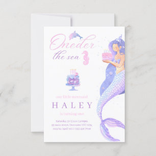 Invitation Mermaid Girly Oneder la mer 1er Baby Birthday