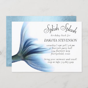 Invitation Mermaid Glam   Dusty Ice Blue Luster Splish Splash
