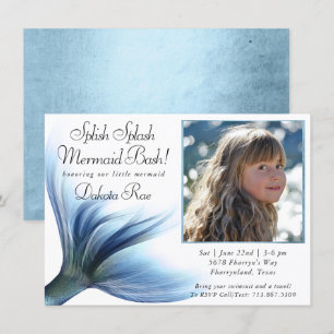 Invitation Mermaid Glam   Dusty Ice Blue Photo Splish Splash